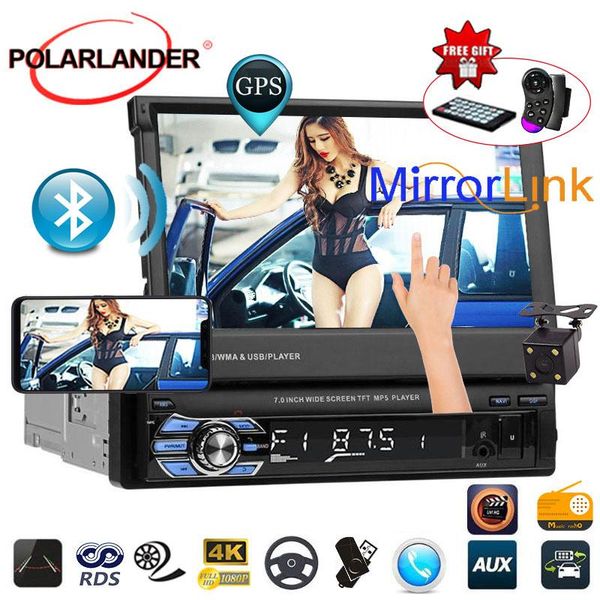 

7" gps touch screen car radio bluetooth mirror link usb/aux/sd 1din head unit autoradio radio cassette player stereo