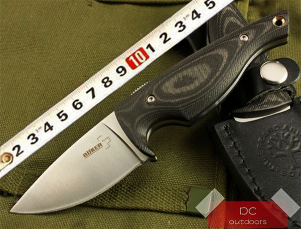 Boker Pelican фиксированный лезвие нож выживание тактический нож D2 Blade Blade Micarta ручка кожаная оболочка для на открытом воздухе инструменты для кемпинга EDC