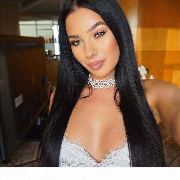 

unprocessed virgin brazilian hair lace front wig glueless full lace human hair wigs silk straight human lace wigs, Black;brown