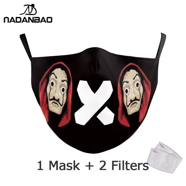 

nadanbao la casa de papel рот маска kid косплей костюм для взрослых black face многоразовые маски для печати маски washable ткань косплей ли