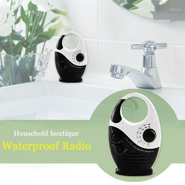 

waterproof shower radio adjustable volume bathroom am fm button portable insert card speaker mini handle hanging music1