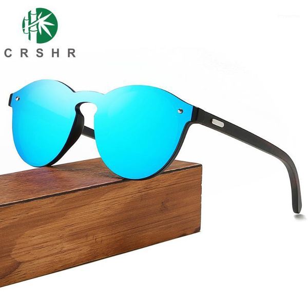 

crshr 2020 sunglasses women vintage polarized fashion round goggle wooden sun glasses show your personality1, White;black