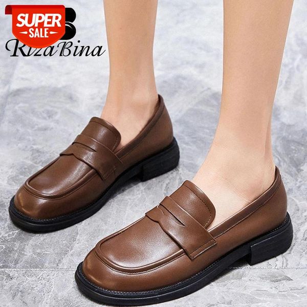 

rizabina real leather flats shoes women new arrival spring shoes woman casual daily office lady fashion footwear size 35-39 #tc98