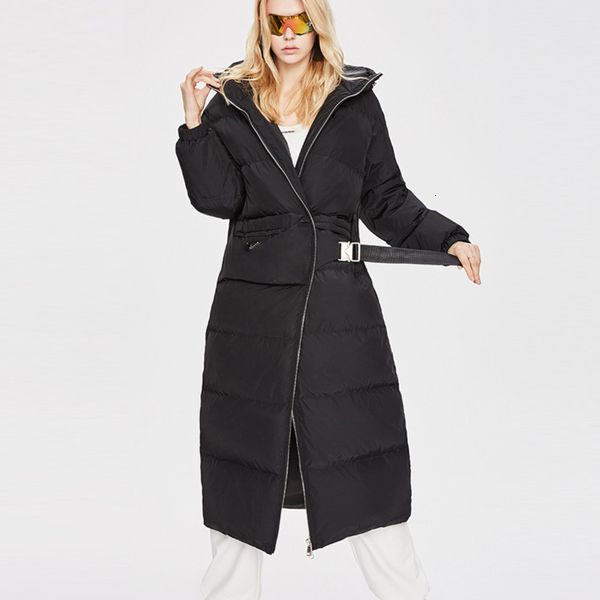 

2021 new warm winter white duck long jacket down for women coat outerwear feminino parkas y0hk, Black