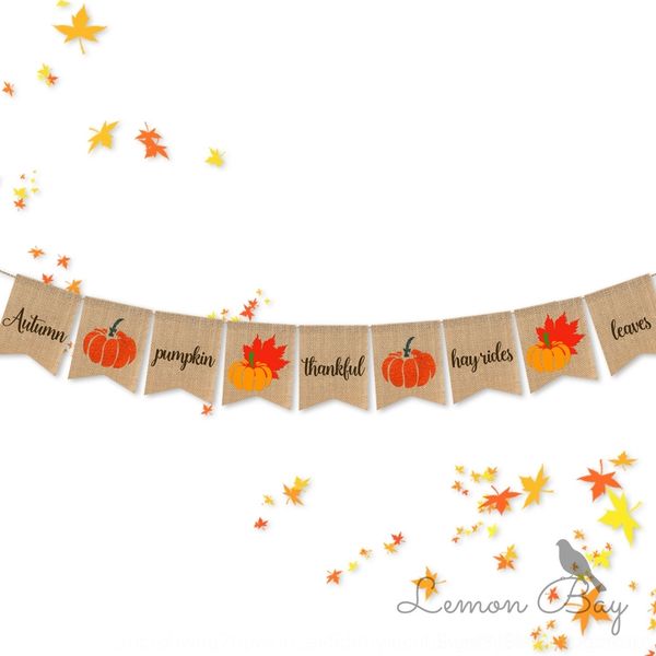

vgreb autumn harvest thanksgiving flag leaf linen dovetail decoration harvest autumn thanksgiving maple leaf linen pumpkin pumpkin maple dov