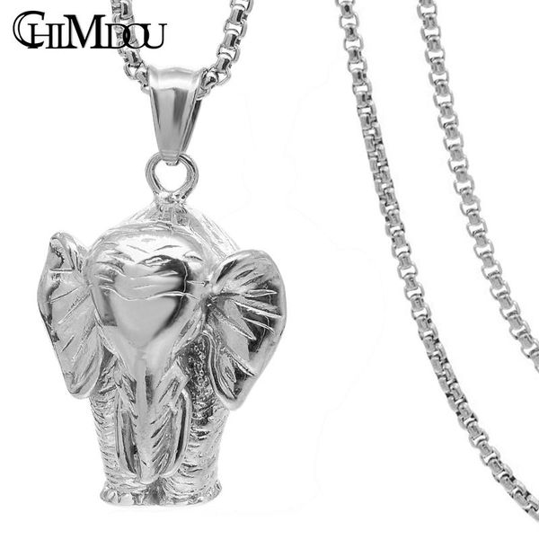 

pendant necklaces chimdou bridesmaid gift animal jewelry women thailand elephant pendants necklace punk stainless steel everyday simple, Silver
