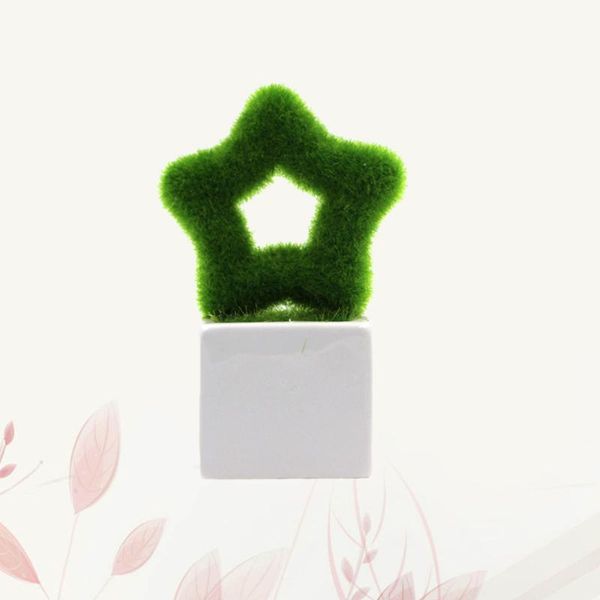 

decorative flowers & wreaths 1pc square bonsai potted flocking hollow five-pointed star artificial plants home ornaments deskdecor