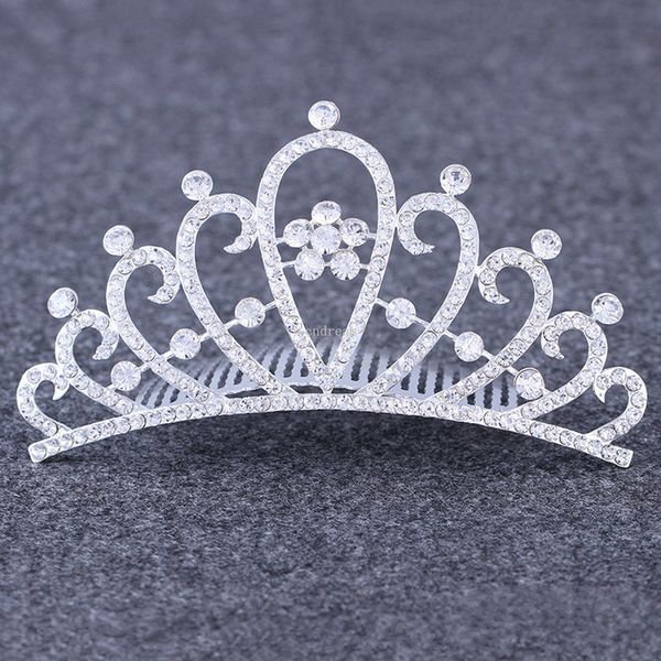 Parlak kristal gelin taç tiara tarak elmas kalp taç kafa bandı başlık düğün doğum günü pageant moda takı ve kumlu yeni