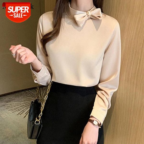 

2021 autumn long sleeve chiffon blouse women office lady pullover solid blouses women casual straight white shirt blusas 10495 #uk9o