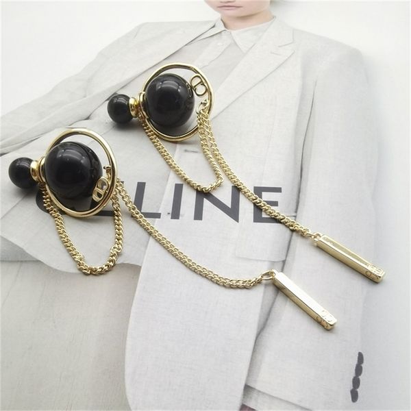 

88% off wholesale store light luxury long tassel high sense black pearl front and back simple personality earrings women's versatile, Golden