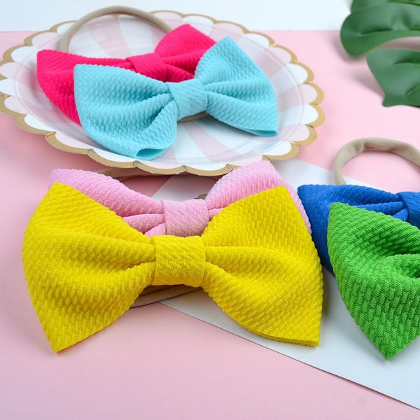 

20pcs/lot elastic bright solid colors headband handmade boutique hair rope turban bow for baby girls hair band headwear accessoy q sqcfjm