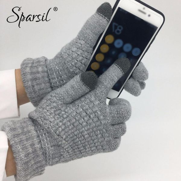 

пальцы сенсорный экран knit мужские полный рукавицы перчатки stretch зимние перчатки женщины волшебное сгущаться вязаная новый теплый sparsi, Black