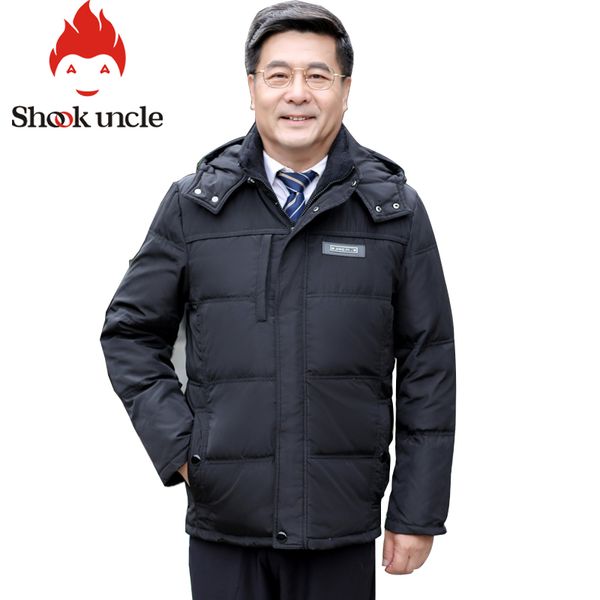 

fashion warm thick 90% duck down winter men jacket men coat detachable hooded middle-aged men's parka coat men windproof parka c1001, Black