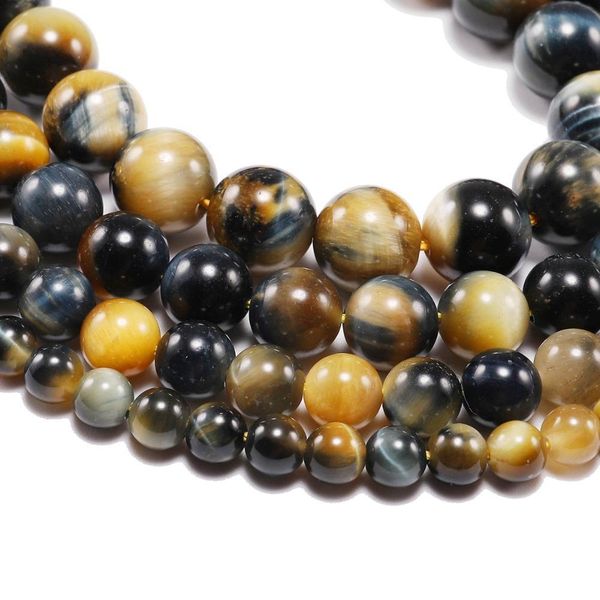 

1strand lot 4 6 8 10 12mm natural stone blue gold tiger eye agat round beads loose spacer bead for jewelry making h jlldti, Silver