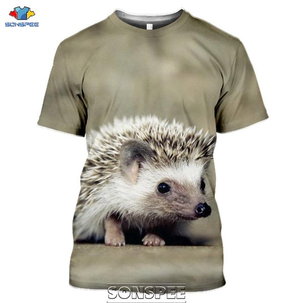 

summer cute animal hedgehog 3d print shirts humor aesthetic anime men clothing