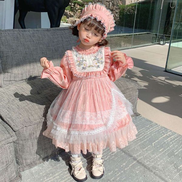 

gauze 2021 new spring drs children's girl's foreign sle long sve lolita princs skirt, Red;yellow