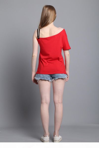 

women summer t-shirt one shoulder butterfly print tees new style casual shirt bohomian beach clubwear, White