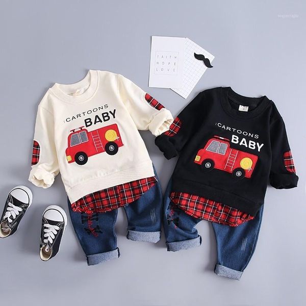 

infant clothing sets baby girls boys cotton clothes suits children cartoon car t-shirt pants 2pcs/set kids casual tracksuits1, White