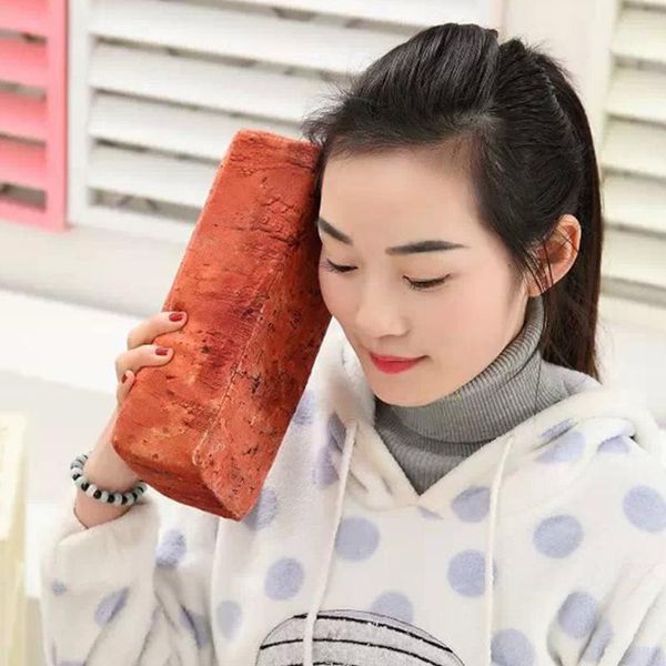 

nap pillow decorative novelty funny toy portable spoof props neck travel office vent simulation red brick1