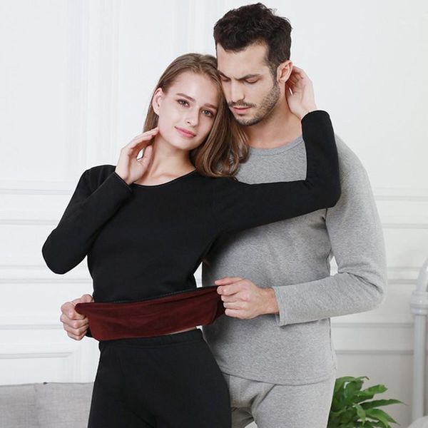 

2018 new velvet thick warm thermal underwear for men cotton winter suit o-neck women's thermal underwear plus size thermo suit1, Black;red