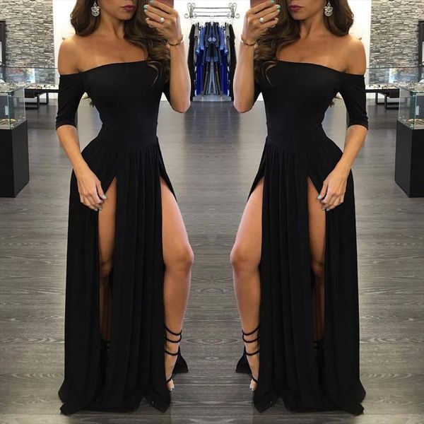 

women formal dress party ball gown evening long bride dress long sleeve lady bodycon robe dresses vestidos425, Black;gray