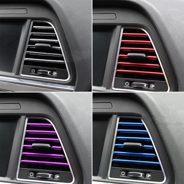 

10 pcs car accessories diy car interior air conditioner outlet vent grille chrome decoration strip silvery styling1
