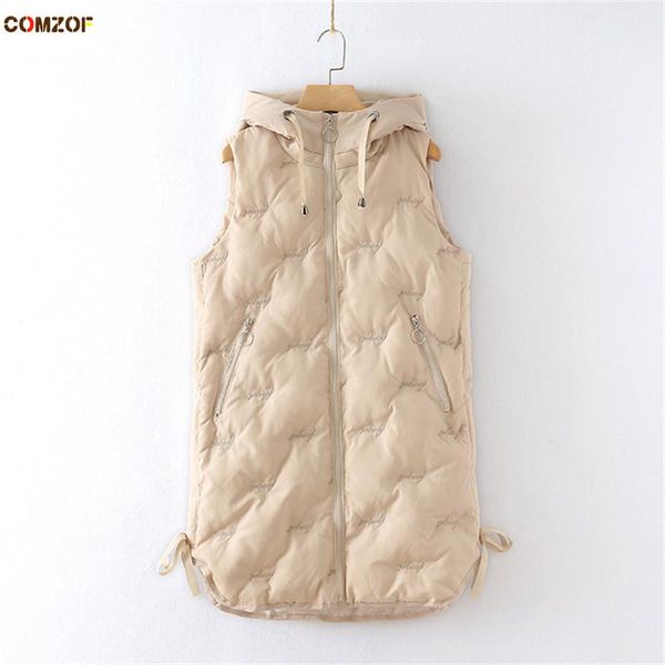 

women's vests loose thick women 2021 winter waistcoat sleeveless warm jackets hooded embroidery plus size vest chalecos para mujer xl-4, Black;white