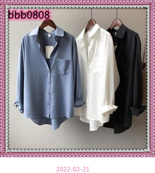 

loose white shirts for women turn-down collar solid female plus size office ladies 2021 spring summer blouses 11354