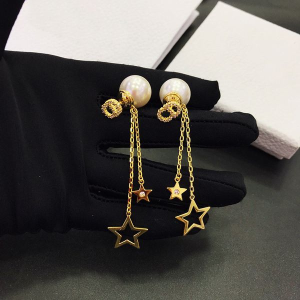

fashion crystal hollow star pendant earrings, high-end jewelry suitable for ladies' valentine's day gifts, Golden;silver