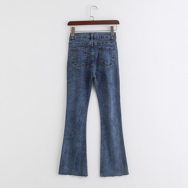 

2020 summer fashion popular thin section cool ladies trousers flared jeans 9541, Blue