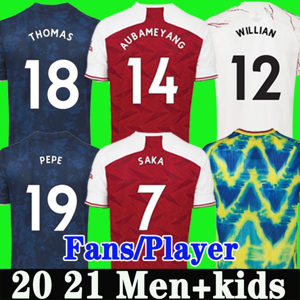 

fans player version arsen fourth soccer jersey 20 21 pepe saka thomas willian nicolas tierney maitland-niles football shirts men kids 4th, Black;yellow