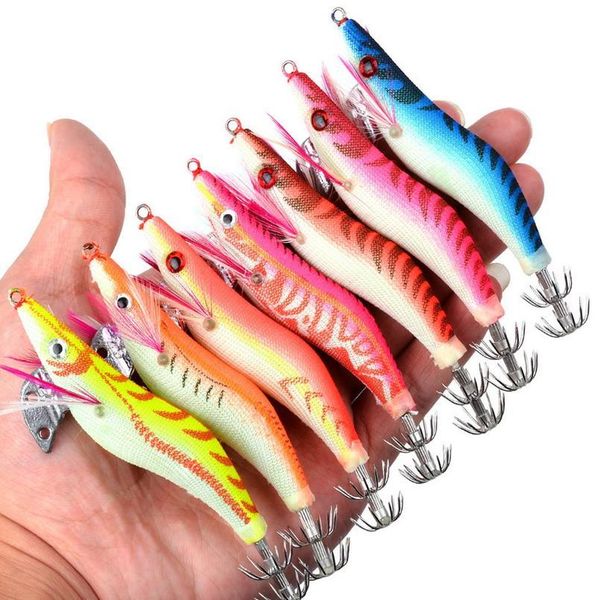 

1pcs 11g/10cm luminous squid jig fishing wood shrimp lure squid cuttlefish jigs lures spinnerbait wood shrimp with 2 qylzgl