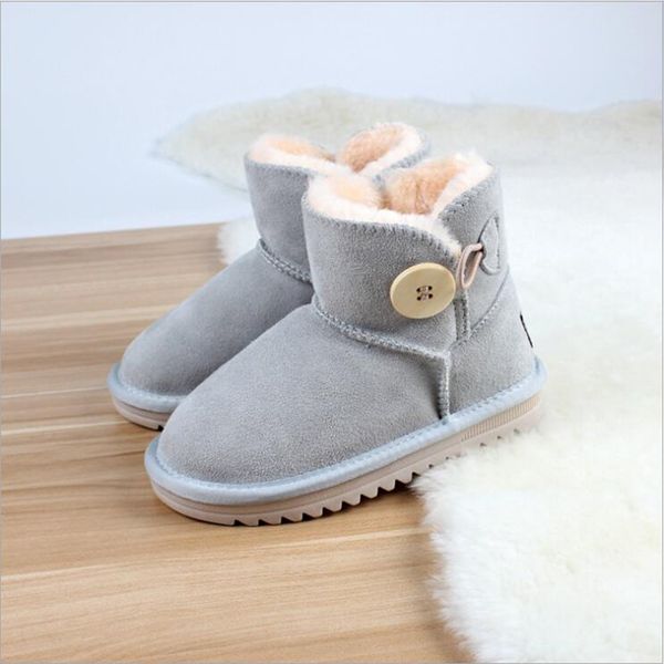 

non-slip tendon bottom big children's genuine leather breathable baby shoes snow boots, Black