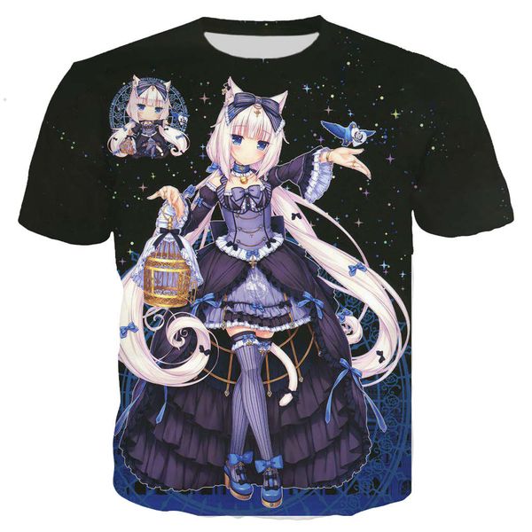 

new cool nekopara chocola vanilla 3d print shirts kawaii oversized plus size men clothing