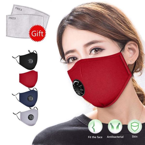 

us stock washable face mask anti-dust reusable pm2.5 masks with 1 filter valve protective cloth cycling sports masks individual package
