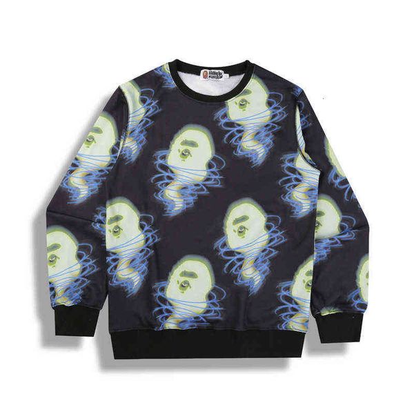 

and autumn winter tide br storm all over print round neck pullover fashion bottomed sweater for men women, Black