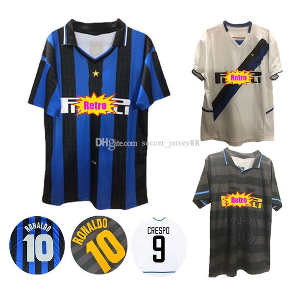 

1997 1998 maglia i retro soccer jerseys nter 2002 2003 ronaldo classic 97 98 02 03 m crespo zanetti ilan football shirts men uniforms kits, Black;yellow