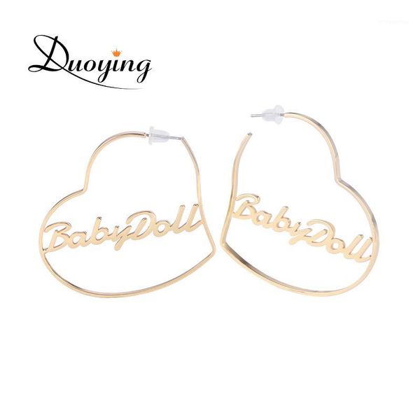 

whole saleDuoying Heart Hoop Earring Custom Gold Name Personalized Any Words Earrings for Women Boho Jewelry Earrings for Etsy BFF Gifts1, Golden;silver