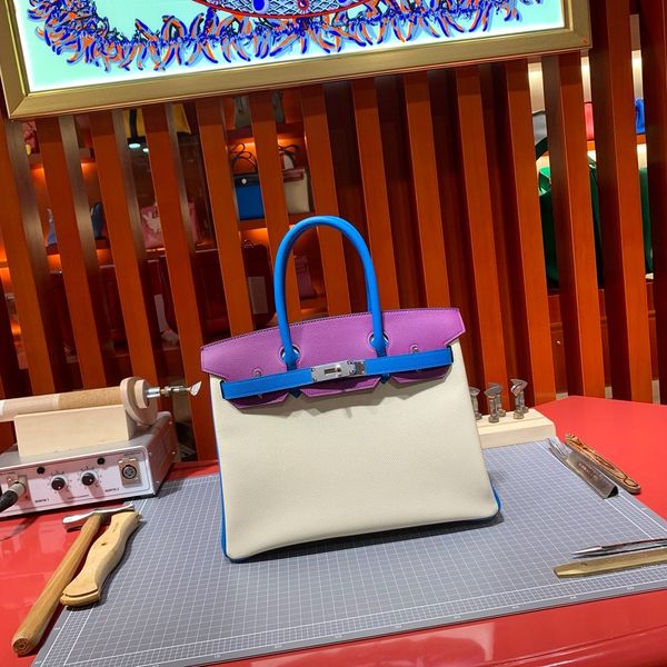 

by order wholesale handmade original epsom leather customer design brand bag30cm wax thread gold and silver hardware message for discount