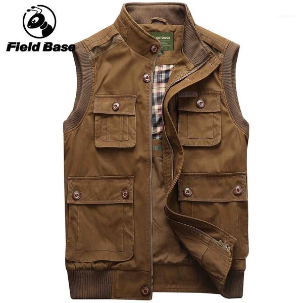 

m-5xl big size brand men vest multi-pockets waistcoat stand collar cotton cargo vest men casual colete1, Black;white