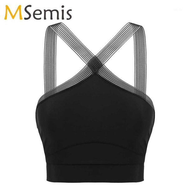 

women ballet crop dancewear stage performance costume stretchy fitness workout dance yoga sport bra gymnastics clothes1, Black;red