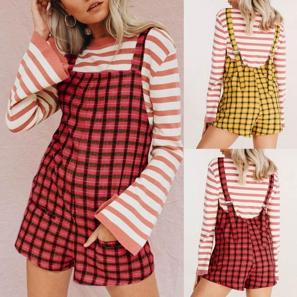 

women's zip plaid long sleeve casual shirt blouse materials,cotton pockets elastic band shorts pants playsuit1, Black;white