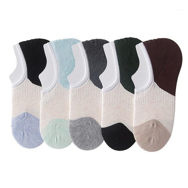 

5 pairs fashion summer non-slip invisible men boat socks male ankle sock meias no show casual wild cotton socks1, Black