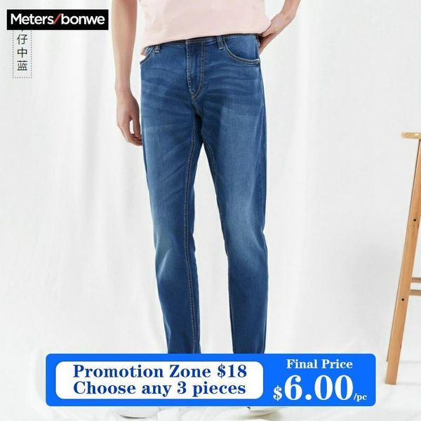 

metersbonwe straight jeans men spring autumn new casual youth trend slim jeans mens pants men trousers 7564001, Blue
