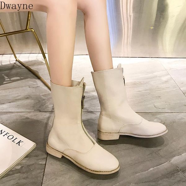 

boots simple comfort flat short 2021 classic british style fashion middle tube korean wild single, Black