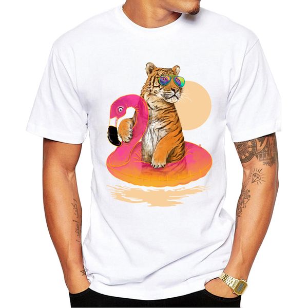 

teehub fashion flamingo tiger printed men t-shirt summer chillin tshirts short sleeve funny tees casual sport hooded sweatshirt hoodie