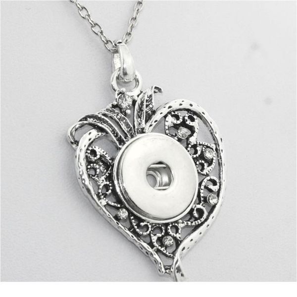 

boom life vintage love crystal18mm snap button necklaces woman bohemian necklaces & pendants one d bbywta, Silver