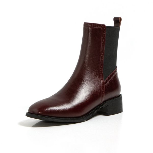 

casual party working ankle boots low heels motorcycle boots female square heels 2020 winter genuine leather shoes woman, Black
