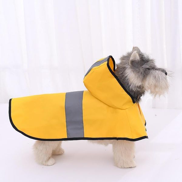 

dog apparel clothes teddy rain coat waterproof poncho cape large pet yellow raincoat grey reflective stripe jacket medium large1