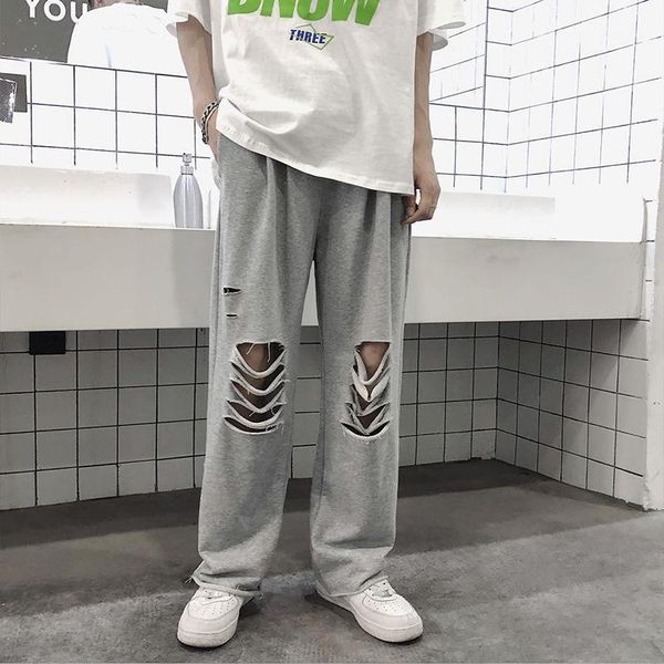 

mens japanese streetwear hole sweatpants 2020 man hip hop loose joggers pants male korean fashions harajuku harem pants1, Blue